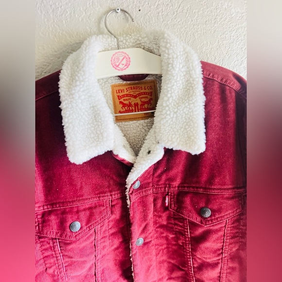 Levi's Mens Type III Sherpa Trucker Jacket Decadent Chocolate Corduroy Med - Picture 3 of 9